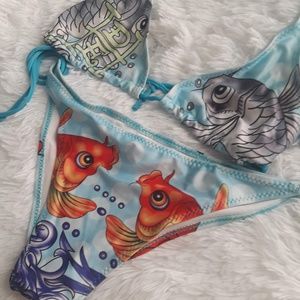 Ed Hardy Koi Fish Bikini Size M